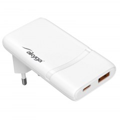 Cargador AK-CH-31 USB-A + USB-C PD 5-20V / max. 3.25A 65W Quick Charge 4+ GaN