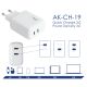 Imagen adicional Cargador USB AK-CH-19 2x USB-C PD 5-12V / max. 3A 40W Quick Charge 3.0