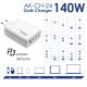 Imagen adicional Cargador AK-CH-24 USB-A + 3x USB-C PD 5-28V / max. 5A 140W Quick Charge 3.0 GaN